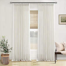 Cream Linen Pinch Pleated Curtains 108" Long - 2 Panel Set for Living Room
