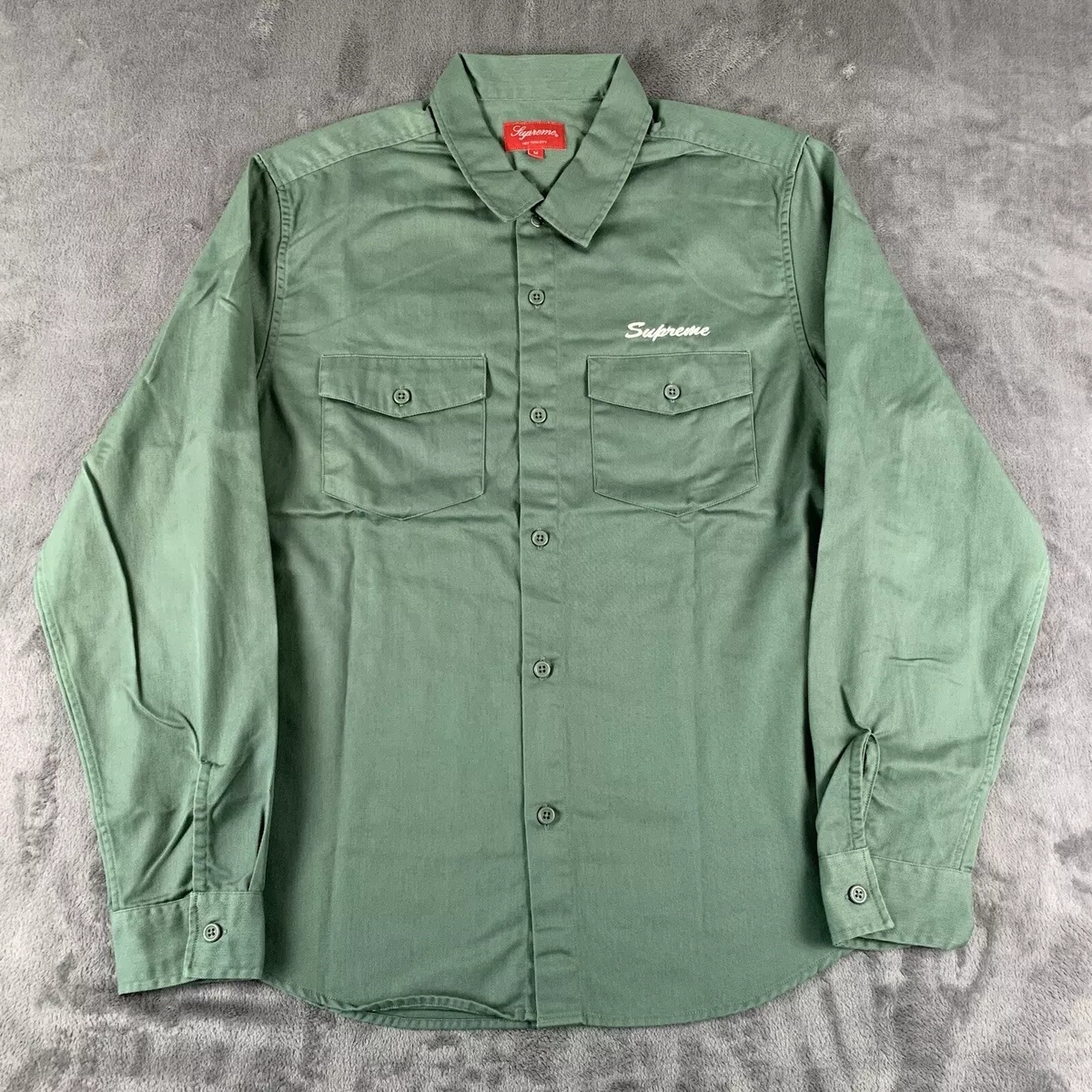 Supreme F/W 2017 Waste Work Shirt Size M Medium Green Box Logo Mens  Skateboard