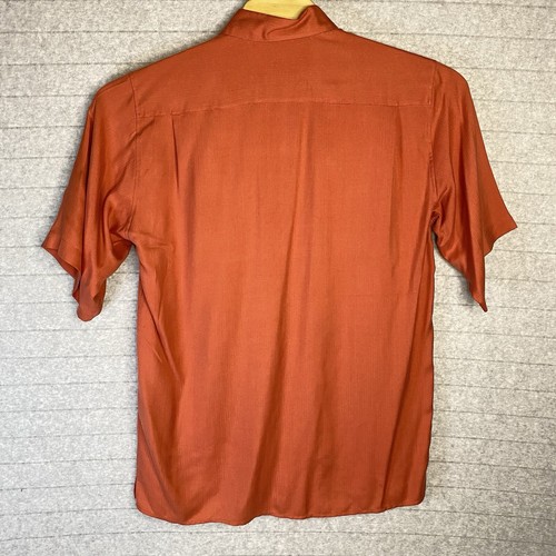 Barry Bricken Men's Red Silk Herringbone Short Sleeve Button Up Medium Shirt - Picture 3 of 5