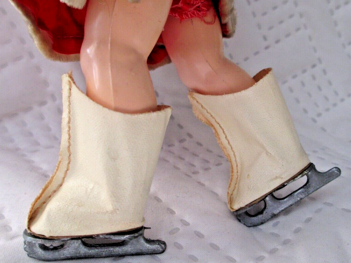 VINT Gigi DOLL 8" SLW Ginny Muffie Friend Has Toes Red Wig Ice Skates