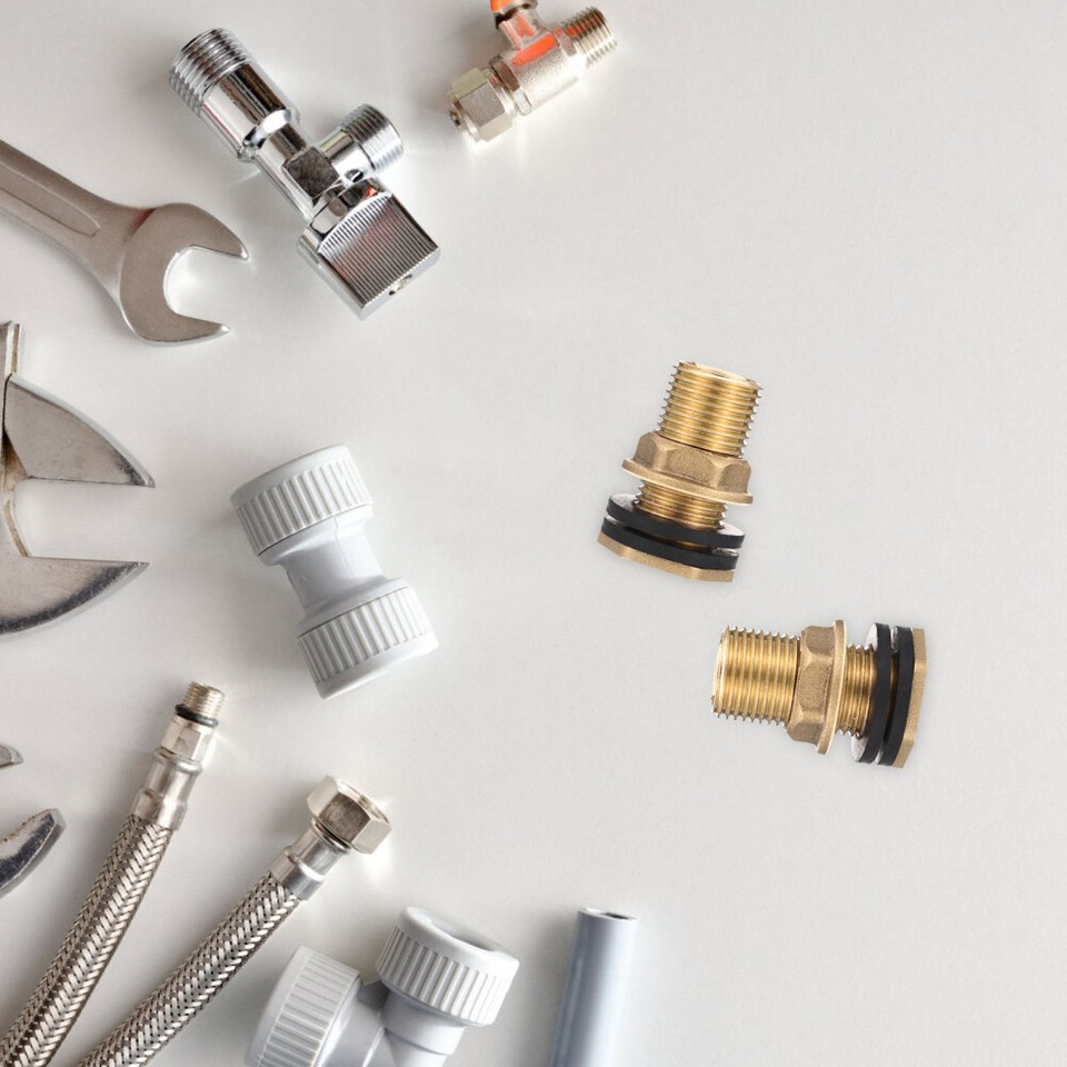 2pcs Bulkhead Fitting Tank Adapter 3/ 8 Female 1/ 2 Male Brass Water