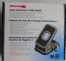 Officemate Auto-Centering 2 Hole Punch, 40 Sheet Capacity, Silver  Charcoal