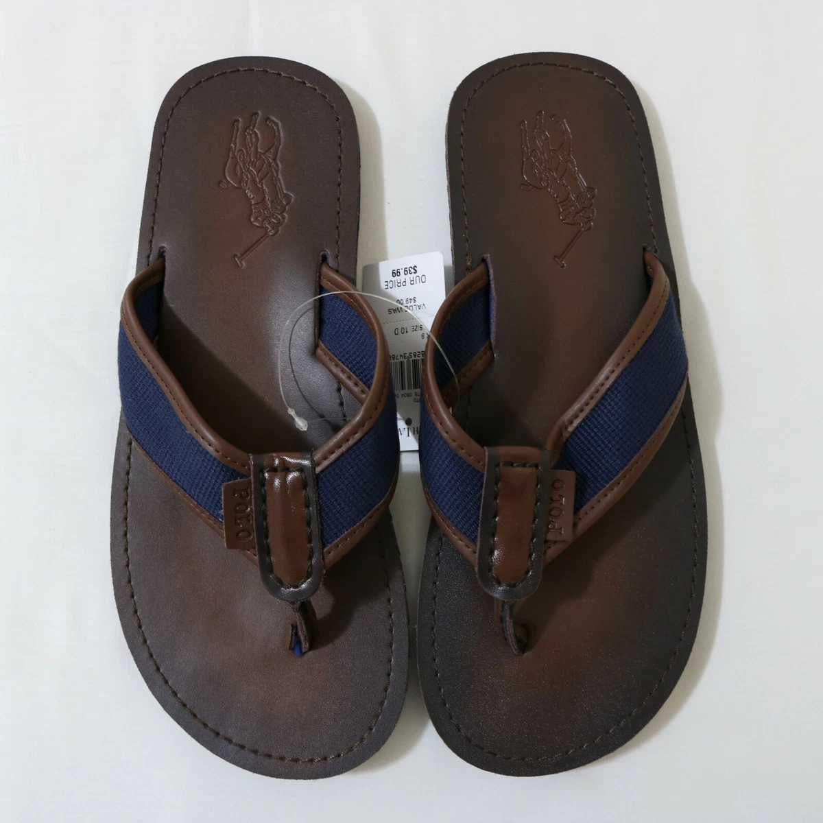 Polo Ralph Lauren Men Faux Leather Flip Flop all size new with
