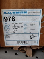 #976 A.O. SMITH 1/25-1/35-1/65HP 115V 700/1000/1200 RPM MOTOR
