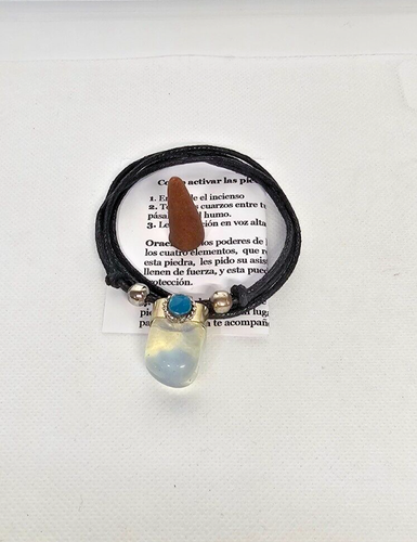 COLLAR RUSTICO LUNA / MOON QUARTZ ATRAE BUENAS ENERGIAS SUERTE PROTECCION 1PC - Picture 3 of 3