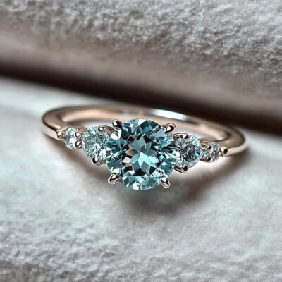 Stunning 1 CT moissanite Ring - The Eveline 1CT Round Cut Blue Moissanite Ring