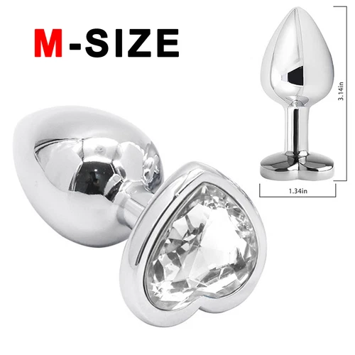 Anal Butt Plug Sex Toys Set Heart-Shaped Jewels Stainless Sex Toys for Women Men - Picture 32 of 36