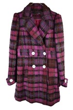 NEXT Purple Overcoat Chest size 40" Womens Patchwork Double Breasted Jacket
