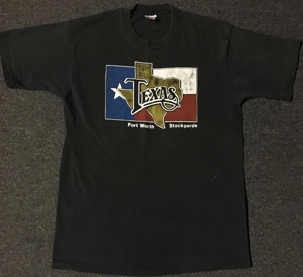Vtg 90s Billy Bobs Texas Ft Worth Stockyard Faded Shirt L Cowboy
