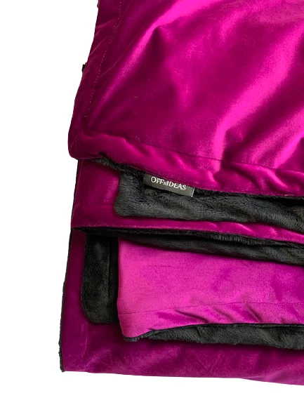 Designer Kuscheldecke OFFxIDEAS® Fellimitat Schwarz/ Samt Lila Wohndecke - Plaid - Bild 2 von 2