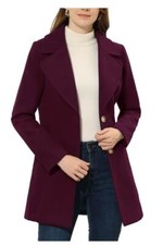 Allegra K Overcoat NWT Shawl Collar Single Breasted Mid Thigh Winter Womens XS