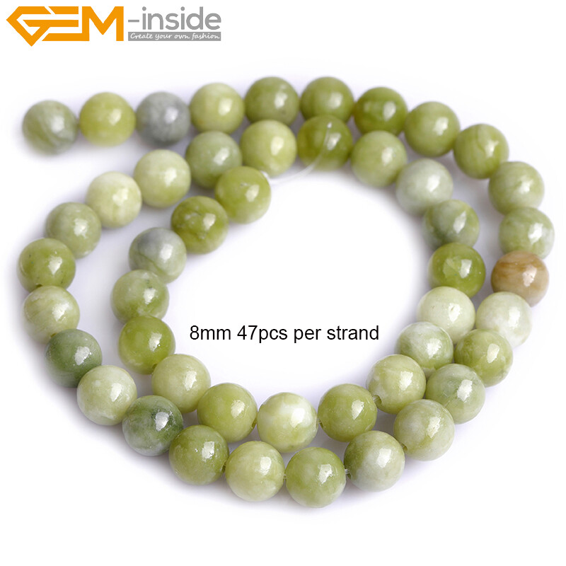 Natural Green Jade Beads In Bulk Gemstone Diy Loose Round Malaysia Jade Assorted