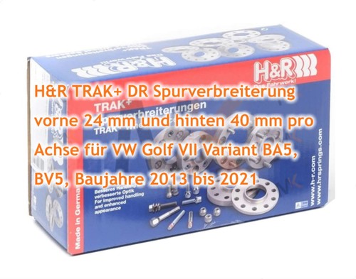H&R Piastre Anteriore 24mm & Posteriore 40mm per VW Golf VII Variant BA5 BV5 - Foto 3 di 4