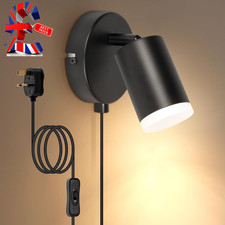 Wall Light with Switch, Plug in Wall Spot Lamps GU10 Adjustable Wall Mounted Lig
