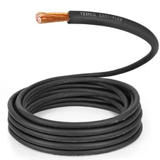 TEMCo 1 AWG BLACK Welding Cable Per-Foot Flexible Copper USA Battery Wire
