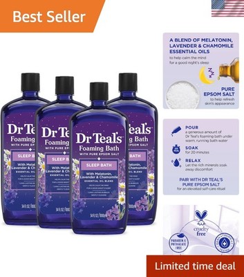 Foaming Bath with Pure Epsom Salt, Melatonin Sleep Soak with Essential Oil Bl...