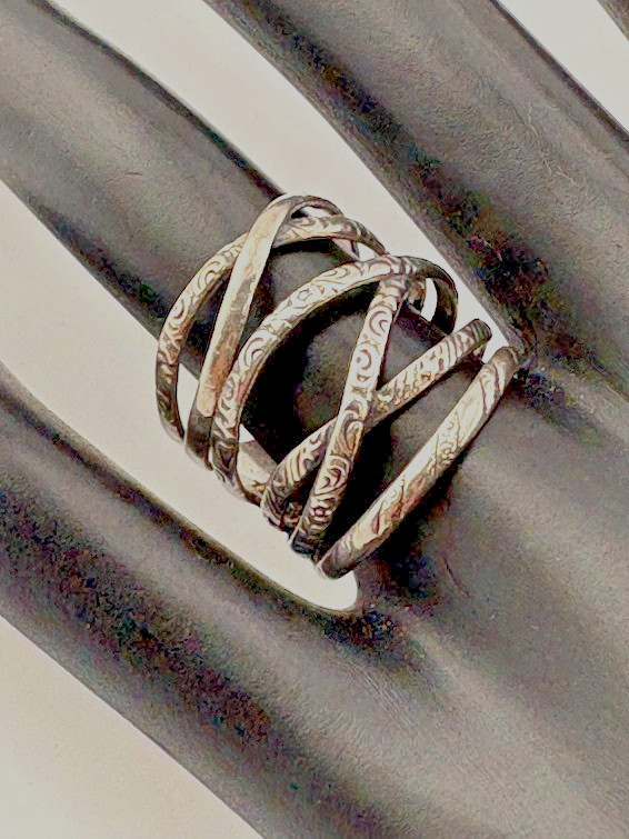 Didae Shablool Israel 925 Sterling Silver Entwined Textured Ring Size 7 2349