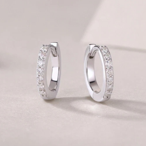 1CT Round Cut Lab Created Diamond Hoop Clip-On Earrings 14K White Gold Plated - Picture 1 of 10