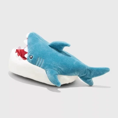 Boys' Cat & Jack Knox Shark Slippers Blue Size 6/7 New With Tags