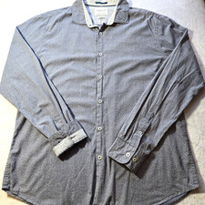 Ricky Singh Denim  Flower Mens Blueish Gray Patterned Button Down Shirt SZ L