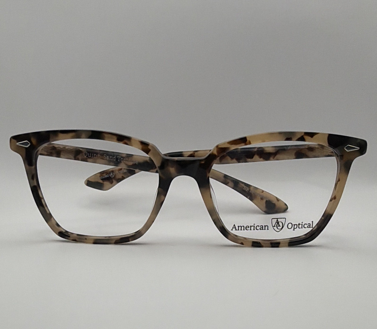 American Optical Quinn Sand Tortoise Brown Full Rim Plastic Frames 50-18-145