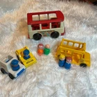 Vintage Fisher Price Little People Figures Vehicles mixed Lot of 10