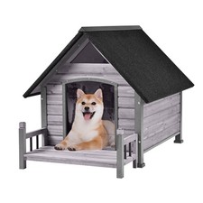 Dog House Outdoor with Anti-Chewing Iron Frame, Weatherproof Dog Kennel