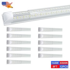 12 Pack 8 Foot T8 LED Strip Light Bulbs 144W 18000Lm 6500K Workshop Ceiling Tube