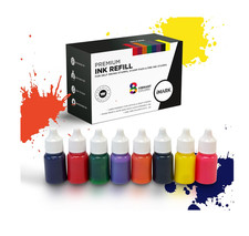 Premium 8 Vibrant Colors Water-Based Ink Refill for Stamps and Ink Pads 0.33 oz