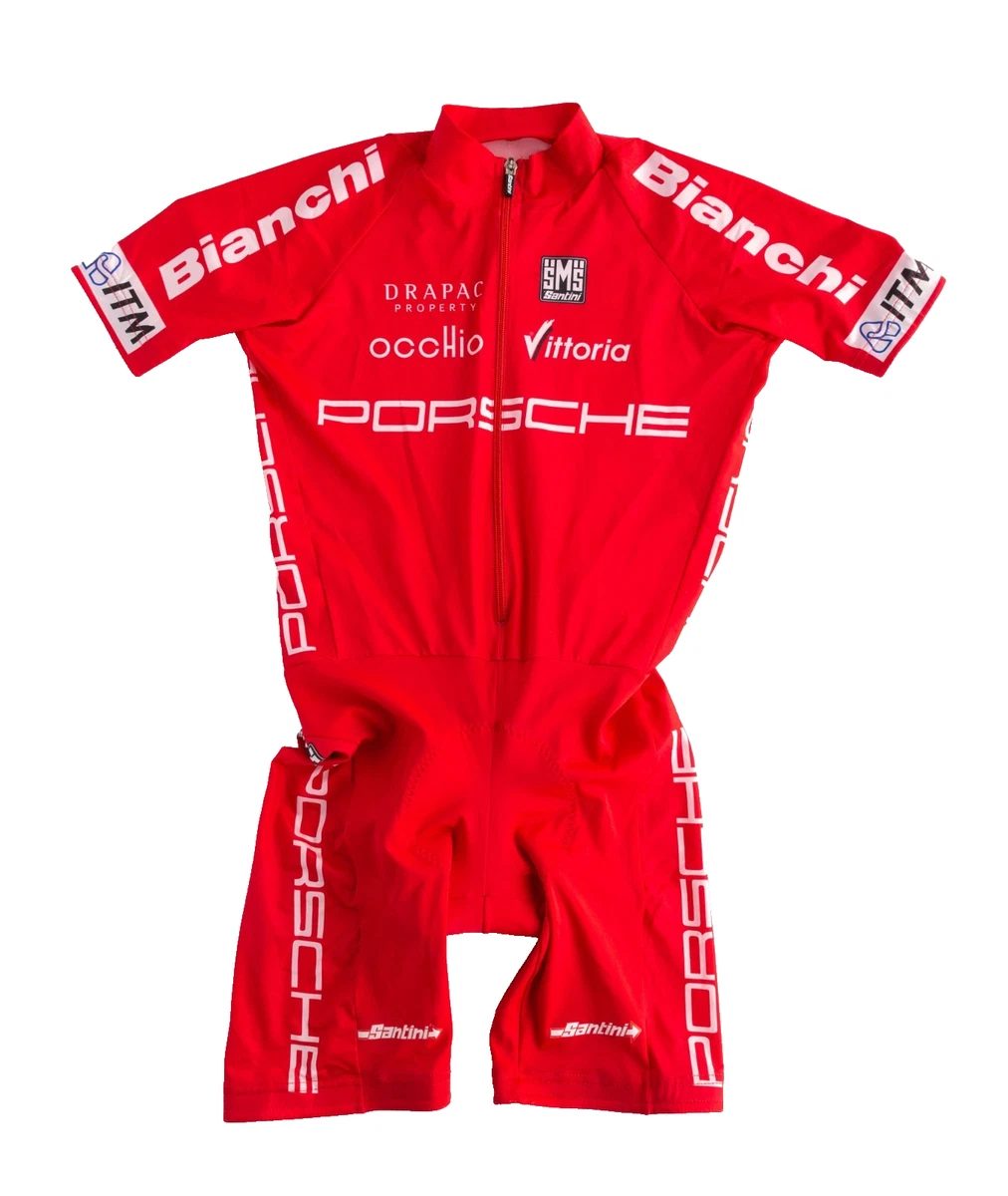 Drapac Porsche Santini Mens Cycling Skinsuit Small Red Bianchi Team Racing Suit