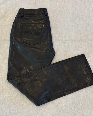 Vintage GAP Bootcut Leather Pants Womens 6 Black Lined Y2K Fall 2000 5 Pocket
