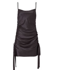 Zimmermann 100% Silk Mini Dress Cinch Tie Sleeveless Chocolate Brown Sz 2 NWT