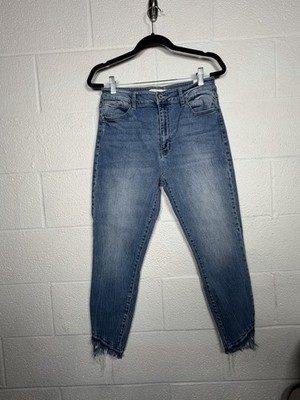 KanCan High Rise Skinny Ankle Jeans Raw Hem Stretch Medium Wash 13/30