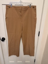 Ann Taylor Tan Dress Pant Trousers Straight Leg High Ruse Curvy Plus Size 16