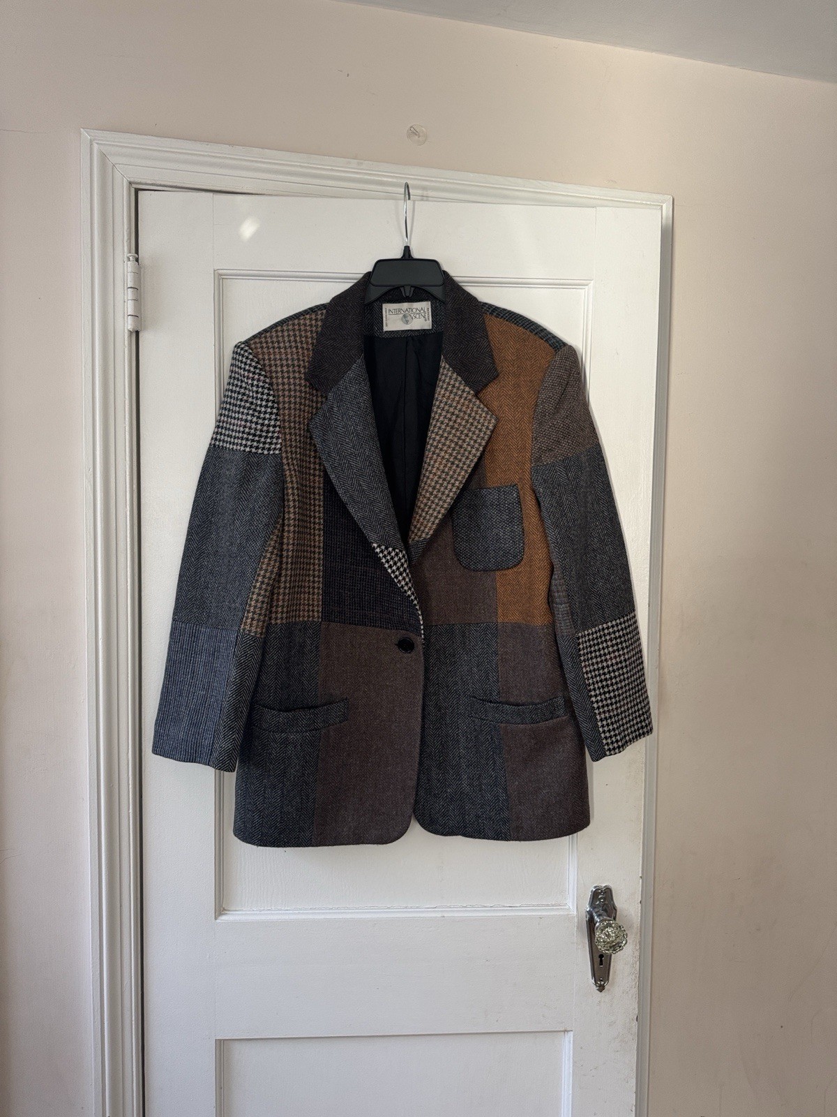Vintage Patchwork Blazer Jacket | Wool Tweed | 80… - image 1