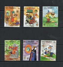 S7894   Maldives   1985   Disney & Mark Twain quotes   6v.   MNH