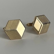 Vintage Art Deco Gold Tone Hexagon Geometric ...