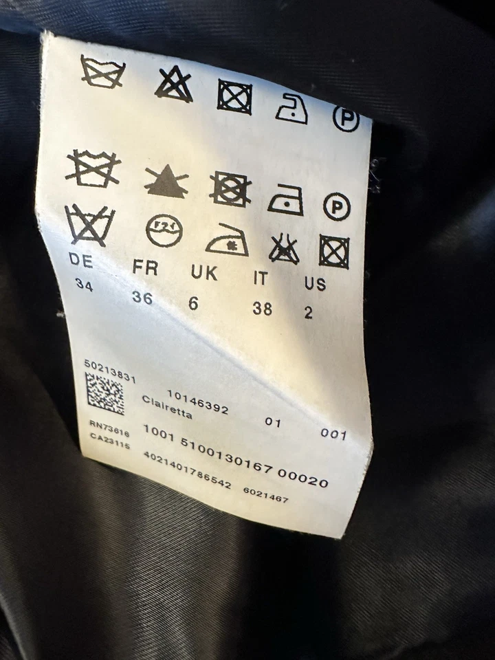 Super Klassischer Hugo Boss Wollmantel  Mantel Gr. 34 Wolle Dick & Warm Schwarz - Bild 4 von 4