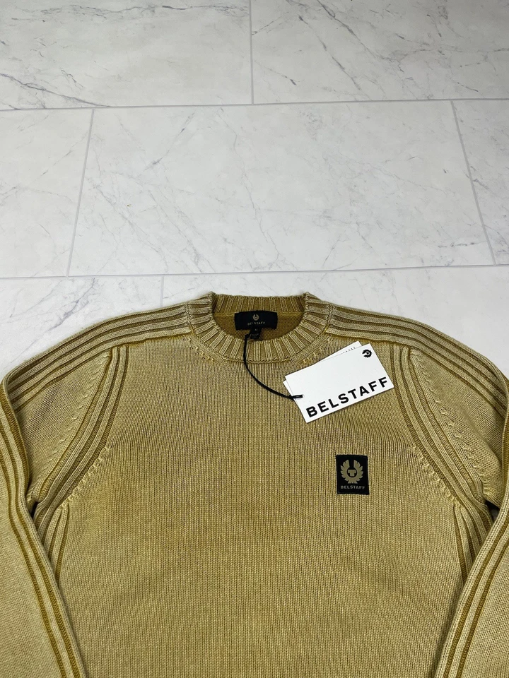 BELSTAFF MENS WATCH GLAZE YELLOW VIRGIN WOOL CREW NECK JUMPER NWT SIZE M - Image 2 of 4