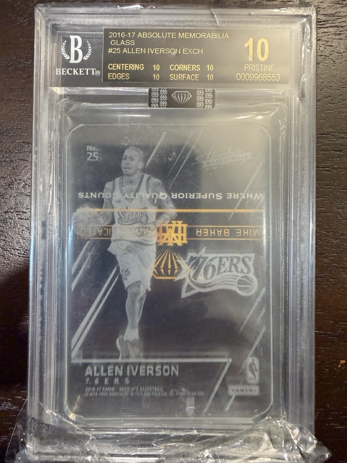 2016-17 Allen Iverson EXCH Absolute #25 Bgs Black Label 10 Pristine Mba Black view 1