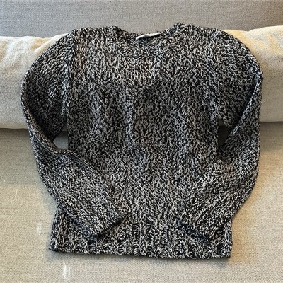 Ann Taylor Factory Store Marled Knit Pullover Sweater Black White S Acrylic Wool
