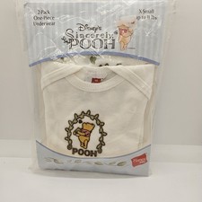 Vintage Disney Winnie the Pooh Baby Bodysuits 2 Pack X-Small Hanes NIP