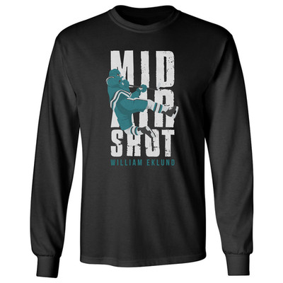 Eklund Mid Air Shot Hockey Graphic San Hose Fans Long Sleeve T-Shirt