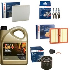 5L 0W20 TRIPLE QX BOSCH FILTERS PLUGS SERVICE KIT FOR AUDI A3 8V 1.0 30 TFSI