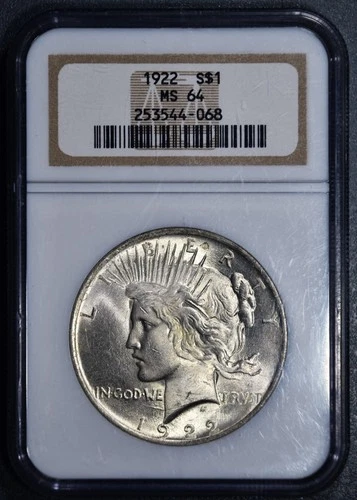 1922 $1 PEACE SILVER DOLLAR  KM# 150 NGC MS 64 A6491