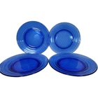 (4) Vintage Hazel Atlas Moderntone Cobalt Blue 8" Salad Plate, Depression Glass