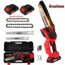 6" Mini Chainsaw with 2 Batteries 2 Chains, 6-Inch Cordless Handheld Chain Saw