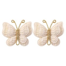 2 Pcs Butterfly Hair Bow Girl Kid's Cute Hair Clips Barrettes Accessories Beige
