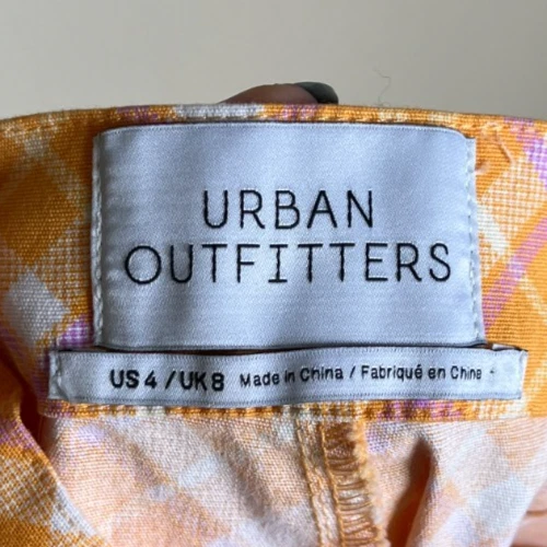 Pantalón Pin-Up Urban Outfitters Ingrid Cintura Alta en Naranja a Cuadros Talla US 4 Foto 4 de 4