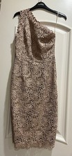 STELLA McCARTNEY Runway Guipure Lace Floral Taupe Dress One Shoulder Size 36